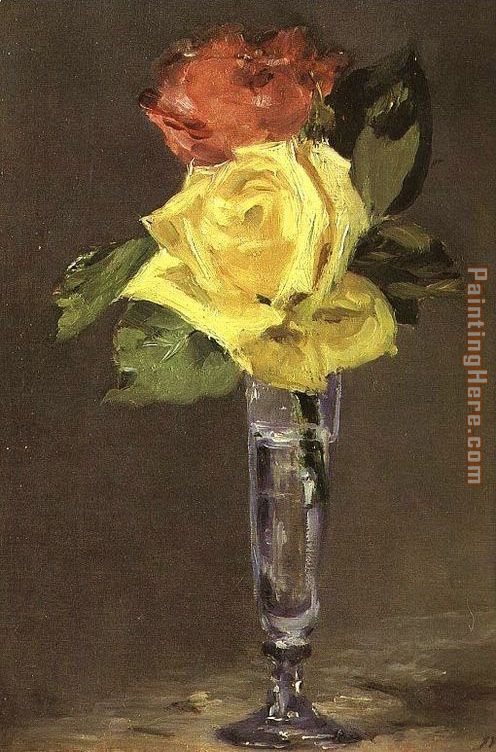 Roses in a Champagne Glass painting - Edouard Manet Roses in a Champagne Glass art painting